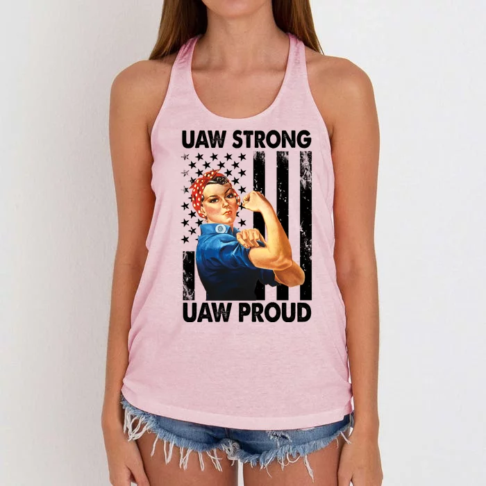 Uaw Strong Uaw Proud Union Member Strong Women's Knotted Racerback Tank