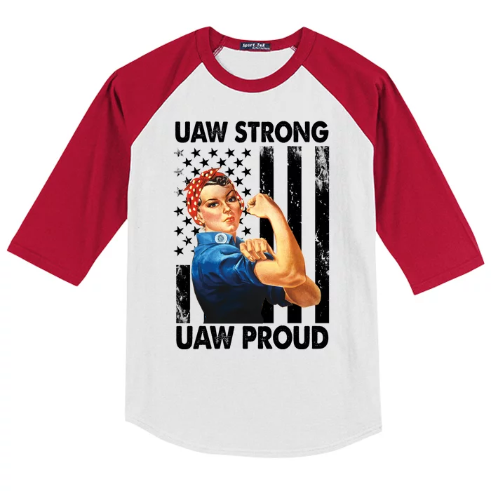 Uaw Strong Uaw Proud Union Member Strong Kids Colorblock Raglan Jersey