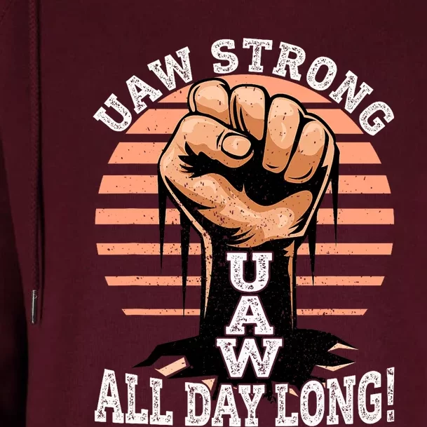 UAW Strong UAW Proud Union Pride UAW Laborer Worker Womens Funnel Neck Pullover Hood