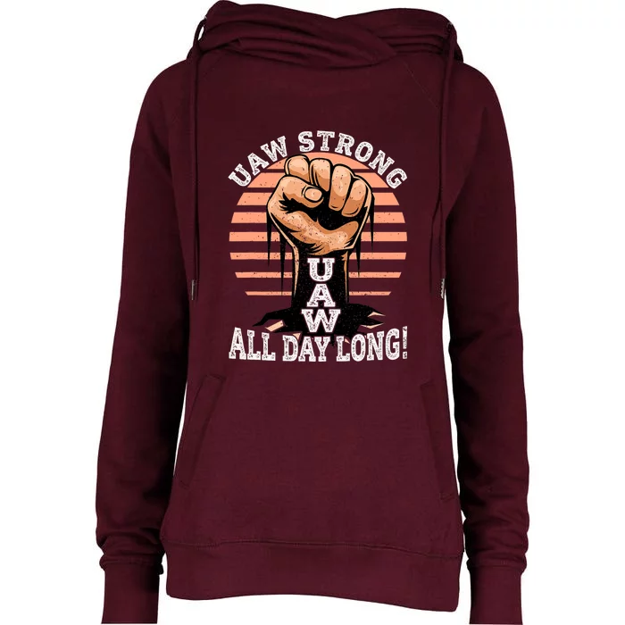 UAW Strong UAW Proud Union Pride UAW Laborer Worker Womens Funnel Neck Pullover Hood