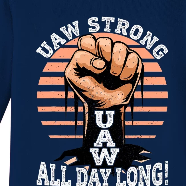 UAW Strong UAW Proud Union Pride UAW Laborer Worker Baby Long Sleeve Bodysuit