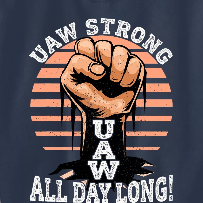 UAW Strong UAW Proud Union Pride UAW Laborer Worker Kids Sweatshirt