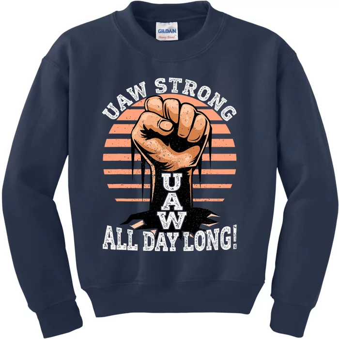 UAW Strong UAW Proud Union Pride UAW Laborer Worker Kids Sweatshirt