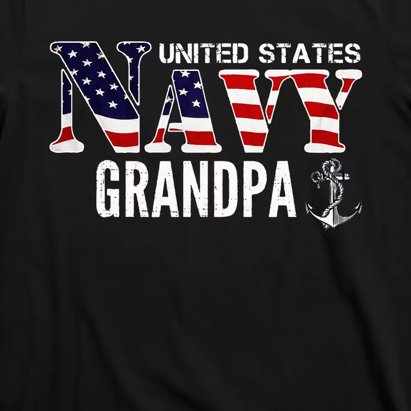 United States Vintage Navy With American Flag Grandpa Gift T-Shirt