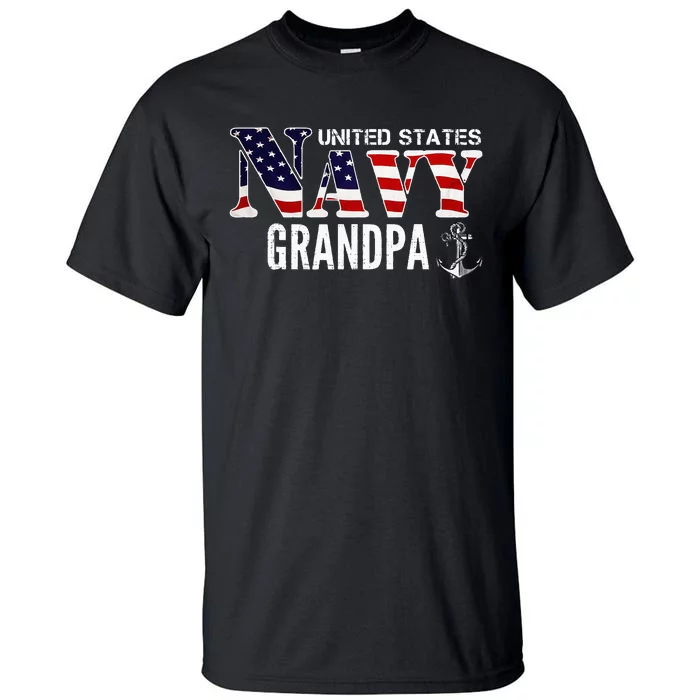 United States Vintage Navy With American Flag Grandpa Gift Tall T-Shirt