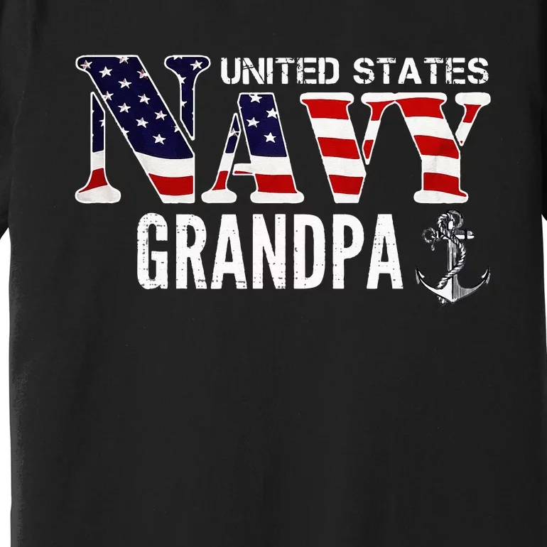 United States Vintage Navy With American Flag Grandpa Gift Premium T-Shirt