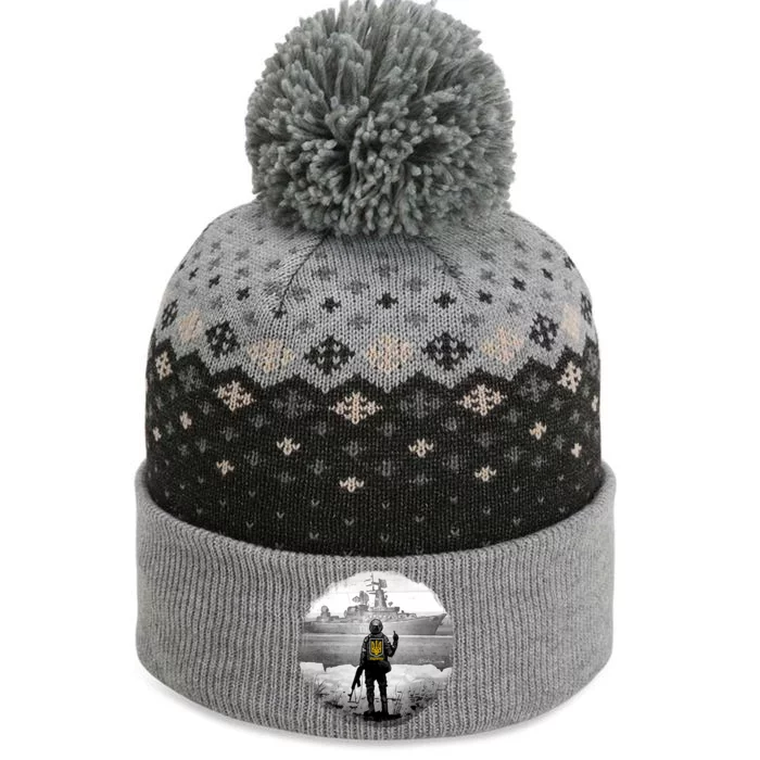 Ukraine Soldier Vs Russian Warship The Baniff Cuffed Pom Beanie