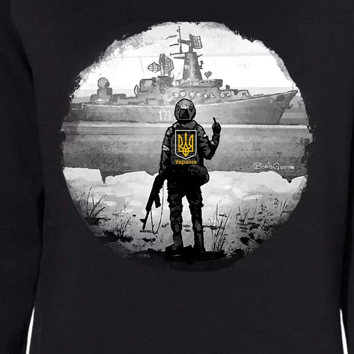 Ukraine Soldier Vs Russian Warship Womens California Wash Sweatshirt