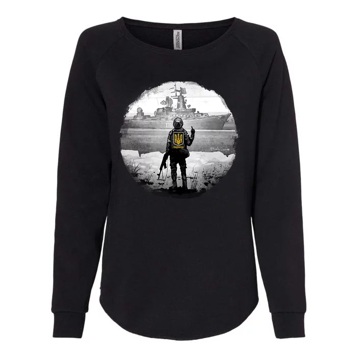 Ukraine Soldier Vs Russian Warship Womens California Wash Sweatshirt