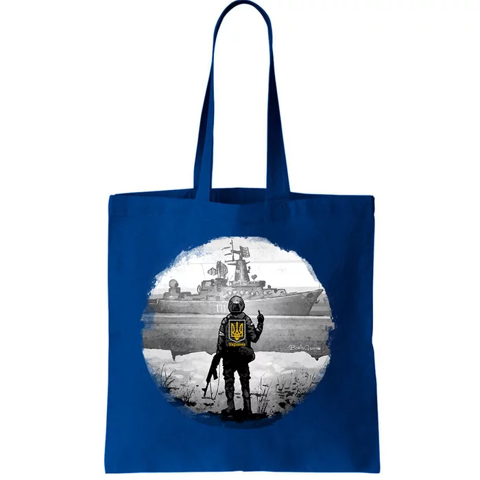 Ukraine Soldier Vs Russian Warship Tote Bag