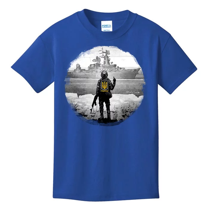 Ukraine Soldier Vs Russian Warship Kids T-Shirt