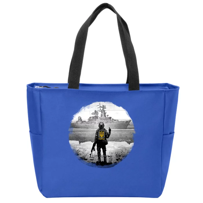 Ukraine Soldier Vs Russian Warship Zip Tote Bag