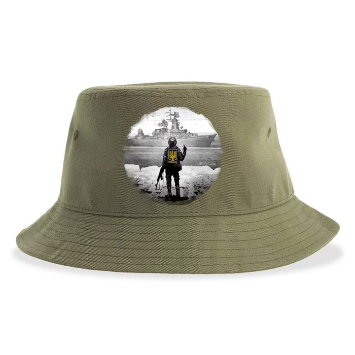 Ukraine Soldier Vs Russian Warship Sustainable Bucket Hat