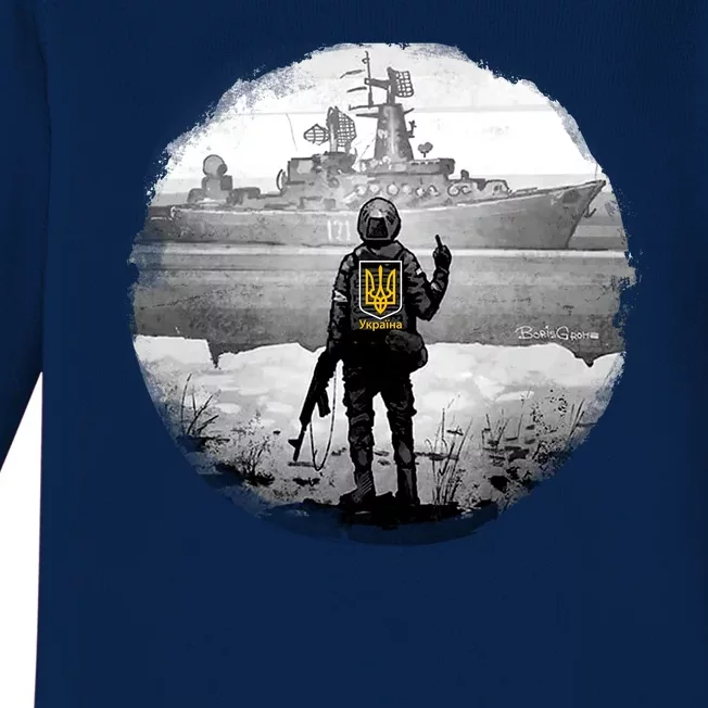 Ukraine Soldier Vs Russian Warship Baby Long Sleeve Bodysuit