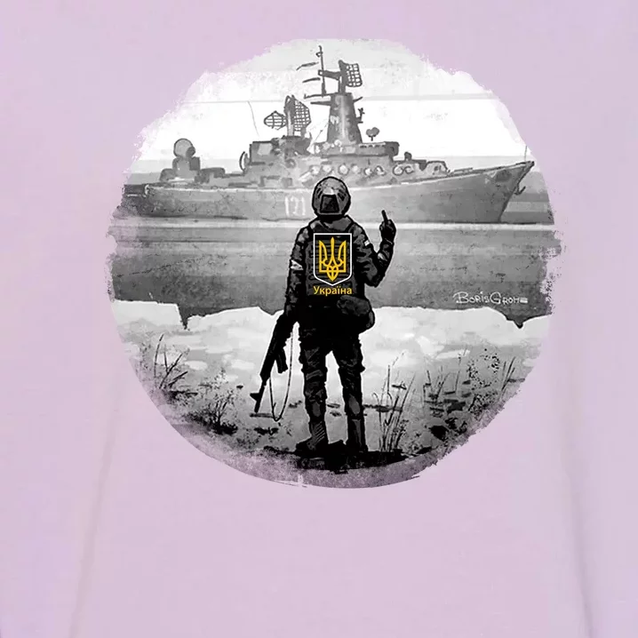 Ukraine Soldier Vs Russian Warship Garment-Dyed Sweatshirt