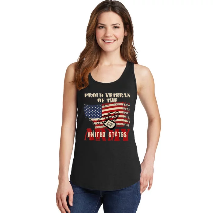 United States Vintage Navy With American Flag For Veteran Ladies Essential Tank