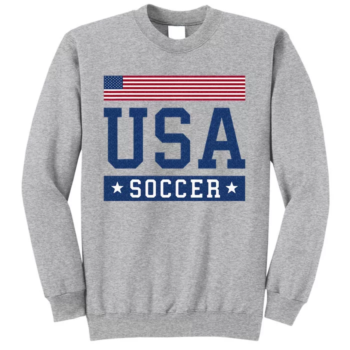 USA Soccer Women Men Kids American Flag Soccer Fan Tall Sweatshirt