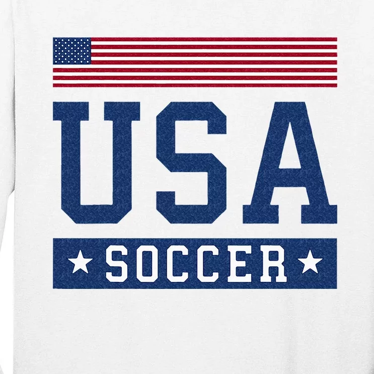 USA Soccer Women Men Kids American Flag Soccer Fan Tall Long Sleeve T-Shirt