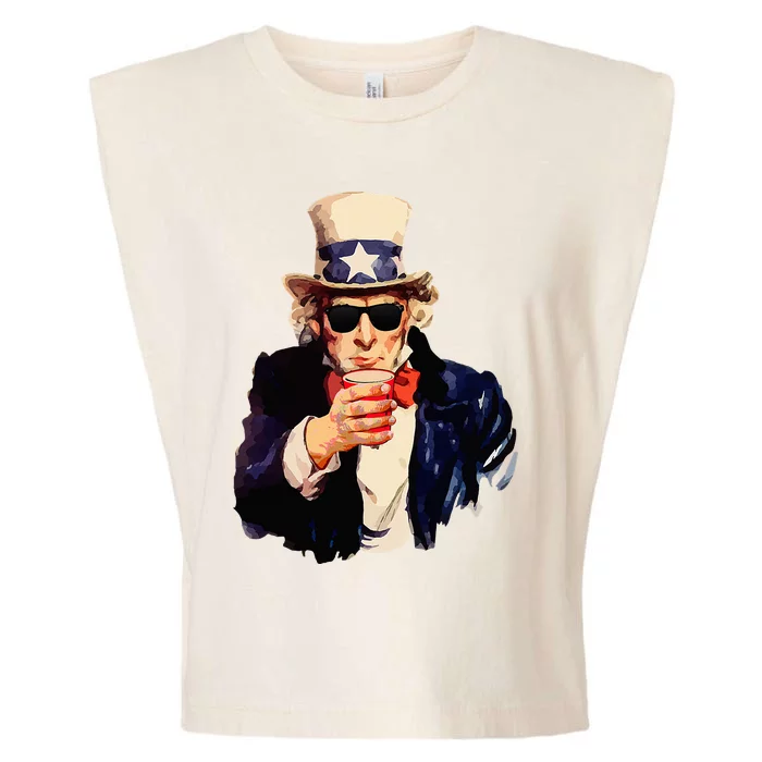 Uncle Sam Wants You To Drink Funny Drinking Garment-Dyed Women's Muscle Tee