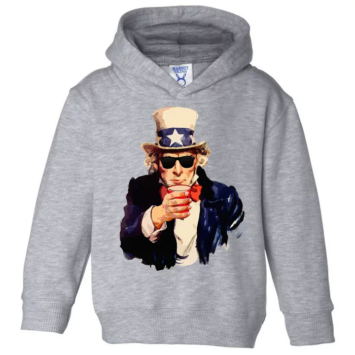 Uncle Sam Wants You To Drink Funny Drinking Toddler Hoodie