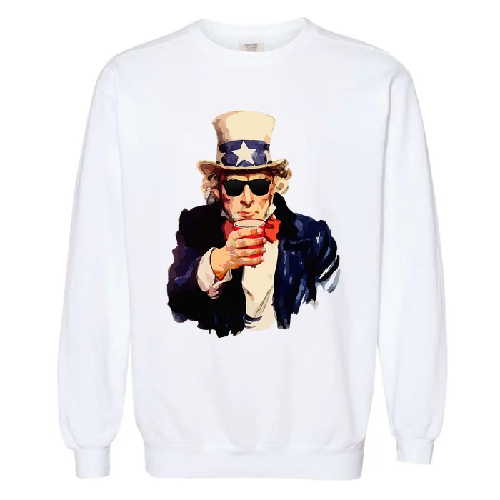 Uncle Sam Wants You To Drink Funny Drinking Garment-Dyed Sweatshirt