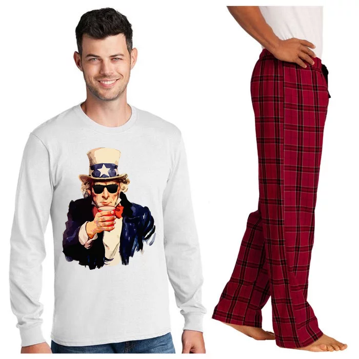 Uncle Sam Wants You To Drink Funny Drinking Long Sleeve Pajama Set