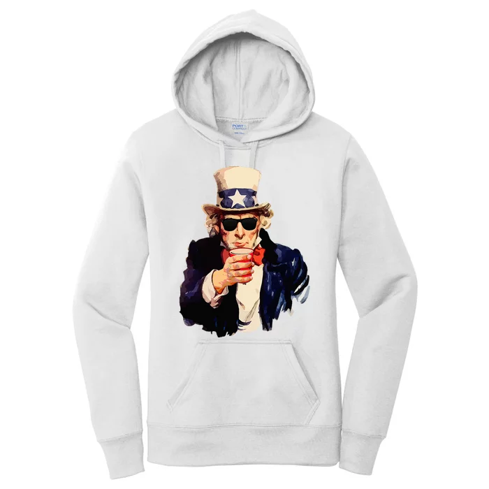 Uncle Sam Wants You To Drink Funny Drinking Women's Pullover Hoodie