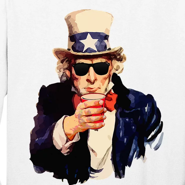 Uncle Sam Wants You To Drink Funny Drinking Tall Long Sleeve T-Shirt