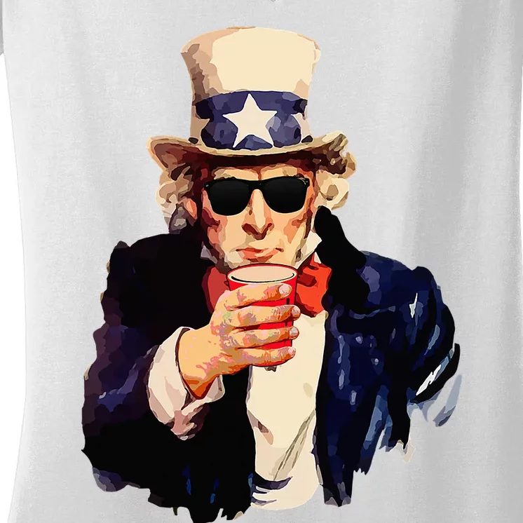 Uncle Sam Wants You To Drink Funny Drinking Women's V-Neck T-Shirt