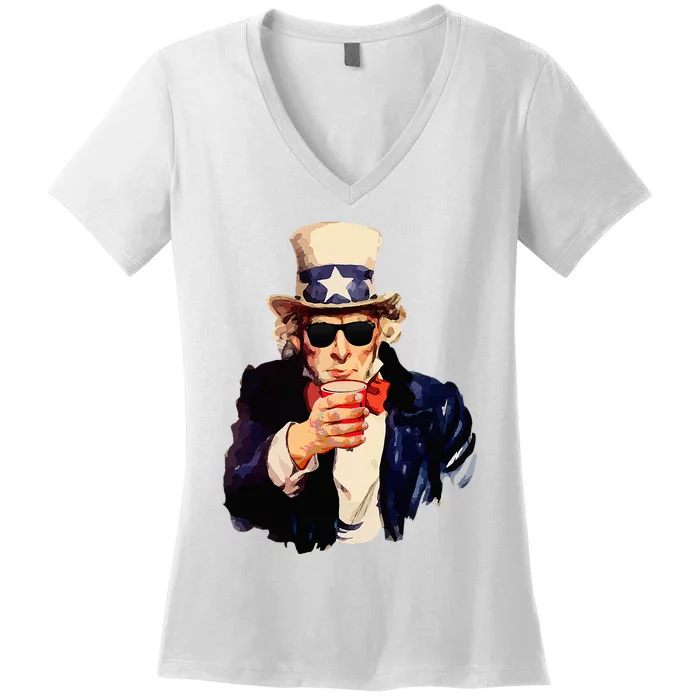 Uncle Sam Wants You To Drink Funny Drinking Women's V-Neck T-Shirt