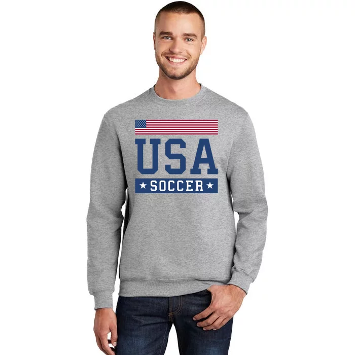 USA Soccer Women Men Kids American Flag Soccer Fan Tall Sweatshirt