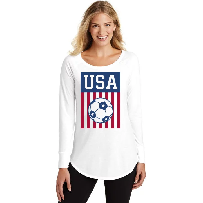 USA Soccer Women Men Kids American Soccer Fan Women's Perfect Tri Tunic Long Sleeve Shirt