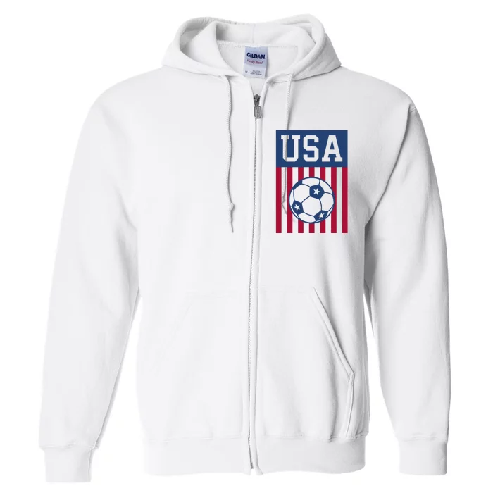 USA Soccer Women Men Kids American Soccer Fan Full Zip Hoodie