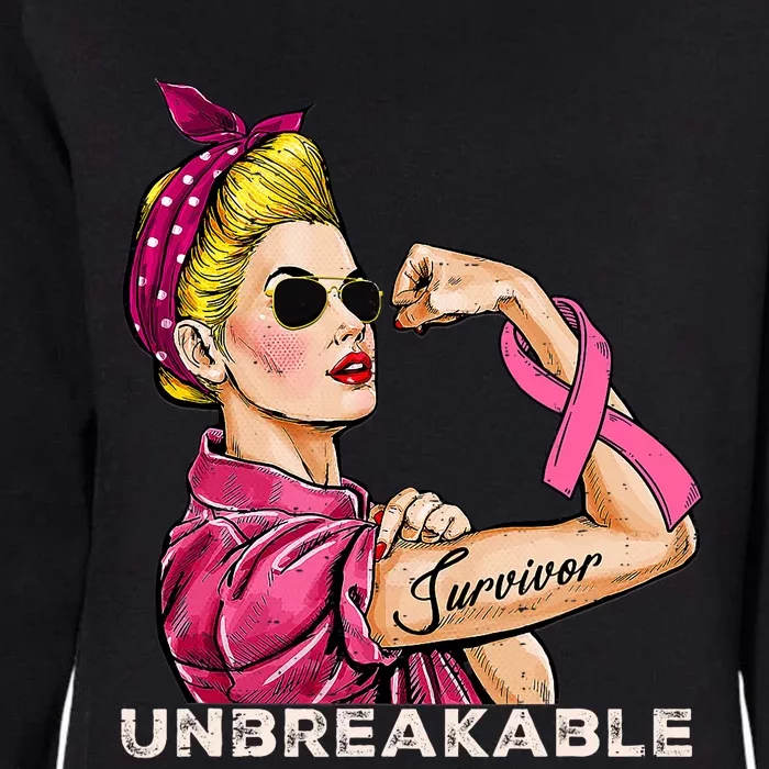 Unbreakable Strong Woman Pink Ribbon Breast Cancer Survivor Womens California Wash Sweatshirt