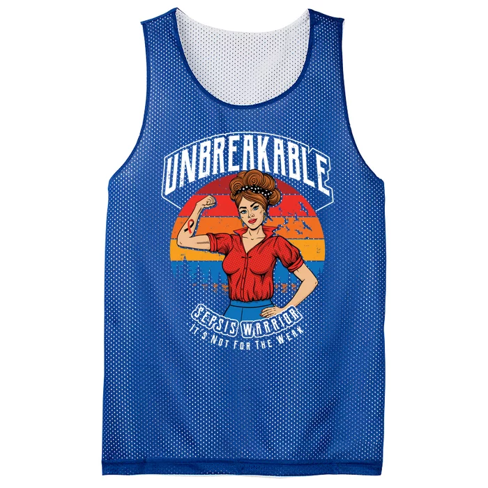 Unbreakable Sepsis Warrior Sunset Gift Mesh Reversible Basketball Jersey Tank