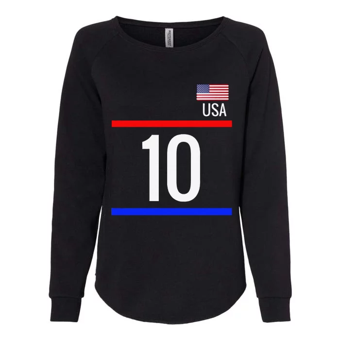 Usa Soccer With Number 10 Sports Womens California Wash Sweatshirt