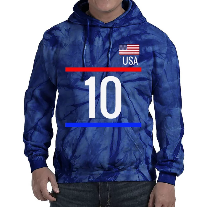 Usa Soccer With Number 10 Sports Tie Dye Hoodie