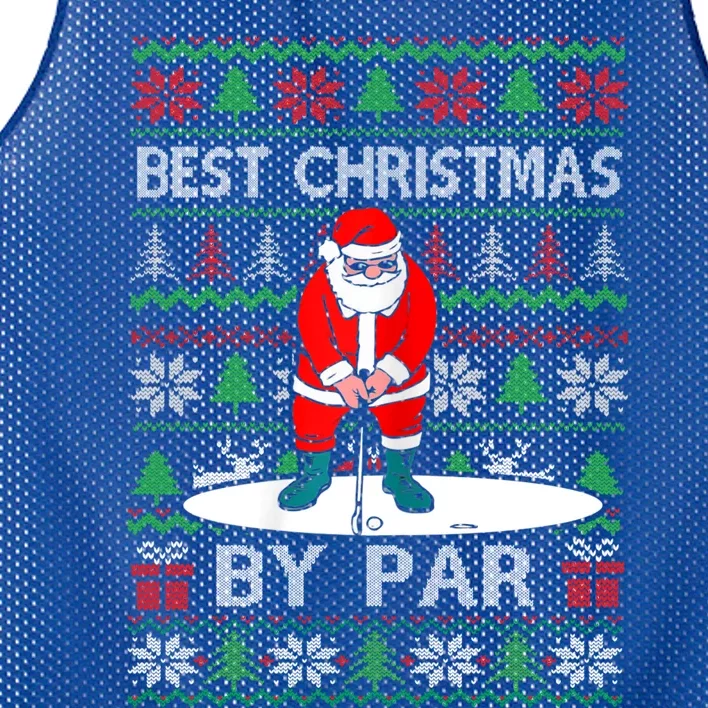 Ugly Sweater Xmas Golf Santa Claus Best Christmas By Par Funny Gift Mesh Reversible Basketball Jersey Tank