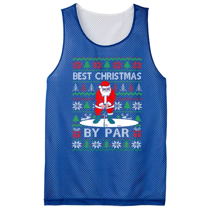 Ugly Sweater Xmas Golf Santa Claus Best Christmas By Par Funny Gift Mesh Reversible Basketball Jersey Tank