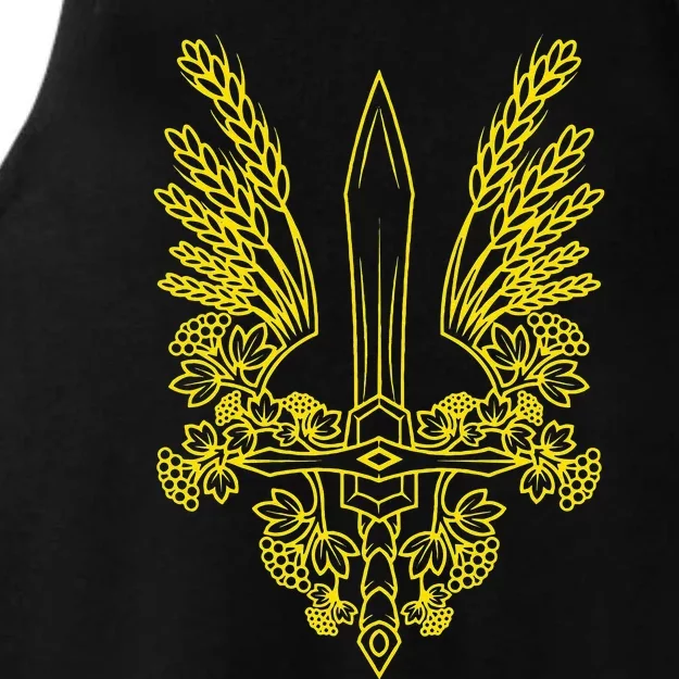 Ukraine Stylized Yellow Coat Of Arms Ukrainian Pride Ladies Tri-Blend Wicking Tank