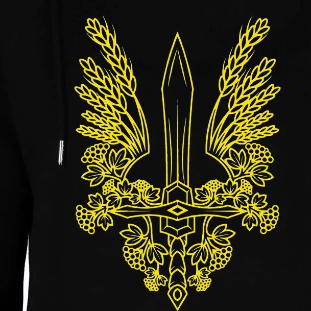 Ukraine Stylized Yellow Coat Of Arms Ukrainian Pride Womens Funnel Neck Pullover Hood