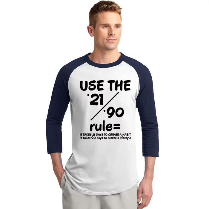 Use The 21/90 Rule= It Takes 21 Days To Create A Habit Gift Baseball Sleeve Shirt