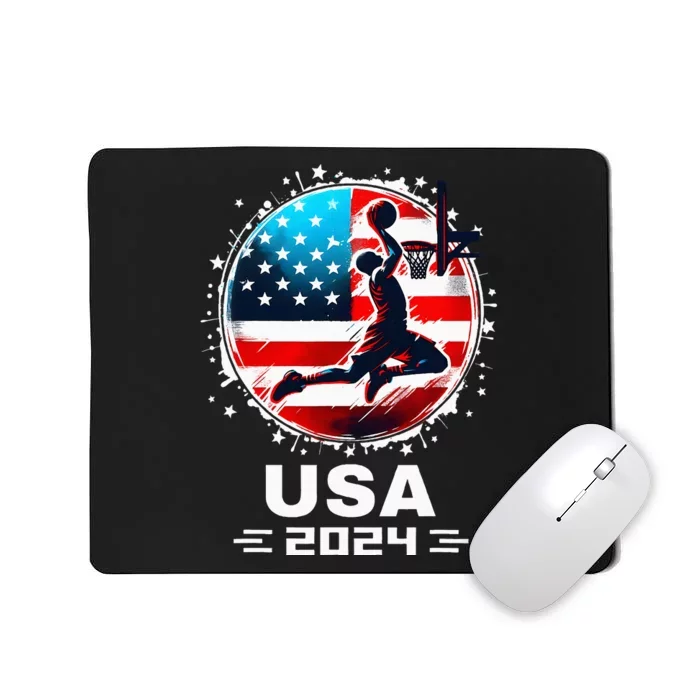 Usa Team 2024 United States American Flag Basketball Usa Mousepad