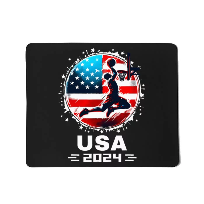 Usa Team 2024 United States American Flag Basketball Usa Mousepad