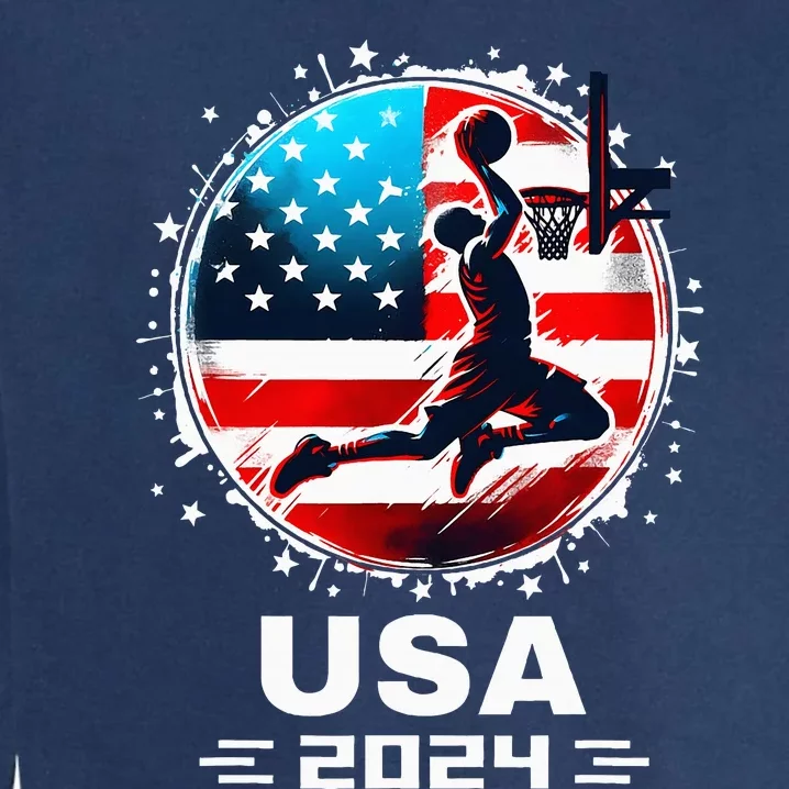 Usa Team 2024 United States American Flag Basketball Usa Garment-Dyed Sweatshirt