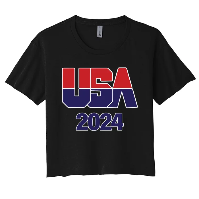 Usa Team 2024 Souvenir American Sports Women's Crop Top Tee