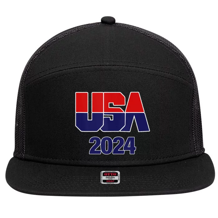 Usa Team 2024 Souvenir American Sports 7 Panel Mesh Trucker Snapback Hat