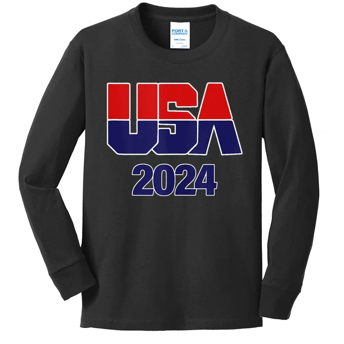 Usa Team 2024 Souvenir American Sports Kids Long Sleeve Shirt