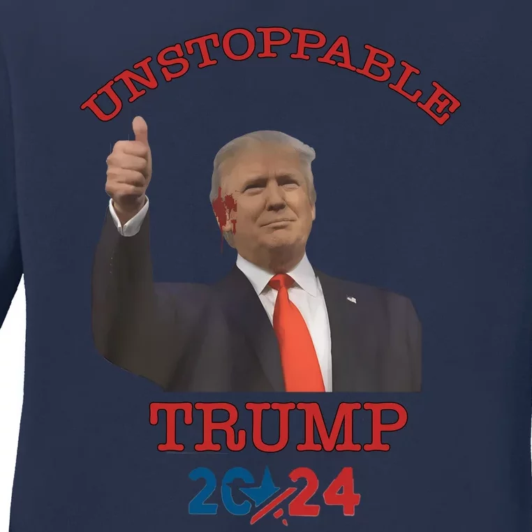 Unstoppable Trump 2024 Donald Trump Survived Shooter Ladies Long Sleeve Shirt