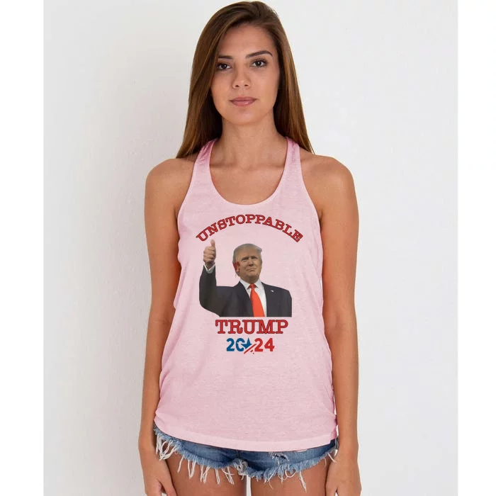 Unstoppable Trump 2024 Donald Trump Survived Shooter Women's Knotted Racerback Tank